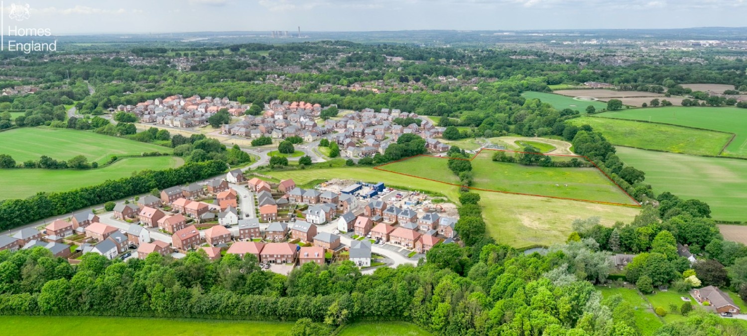 Drone shot of Appleton Cross showing where the new development would be