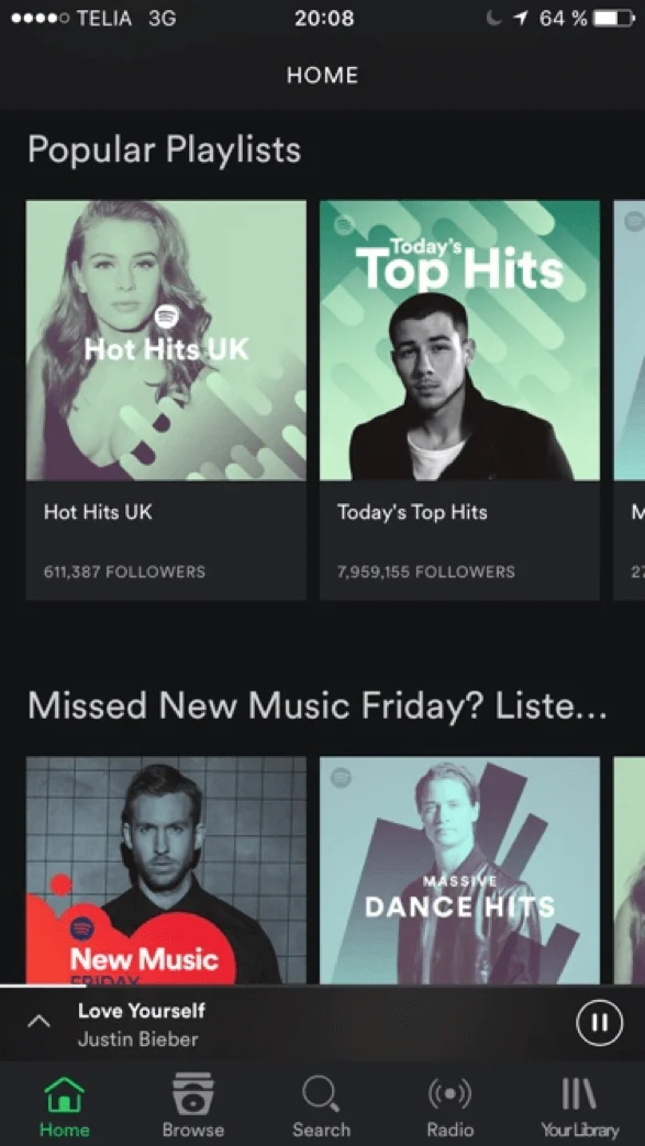 Menu de hambúrguer Spotify