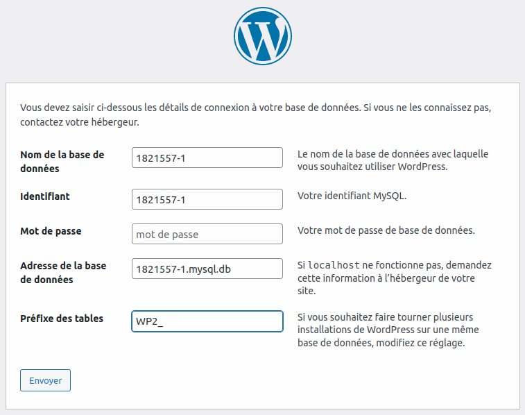 configuration initiale de WordPress