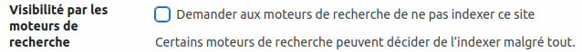 Configuration visibilité moteur de recherche