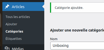 création catégorie wordpress