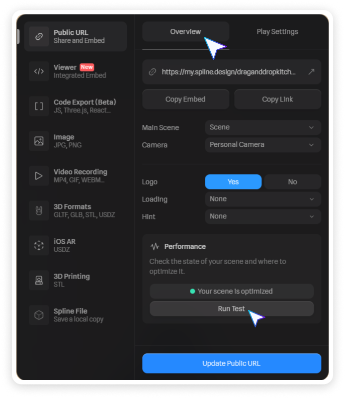 Panneau Webflow d overview