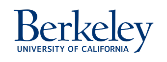 Berkeley University of California logo in blue text on white background.
