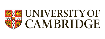 University of Cambridge logo with a shield containing red lions and gold crosses.