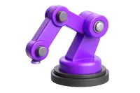 A vibrant purple robotic arm with a sleek, modern design