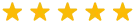 Five yellow stars in a horizontal row on a transparent background.