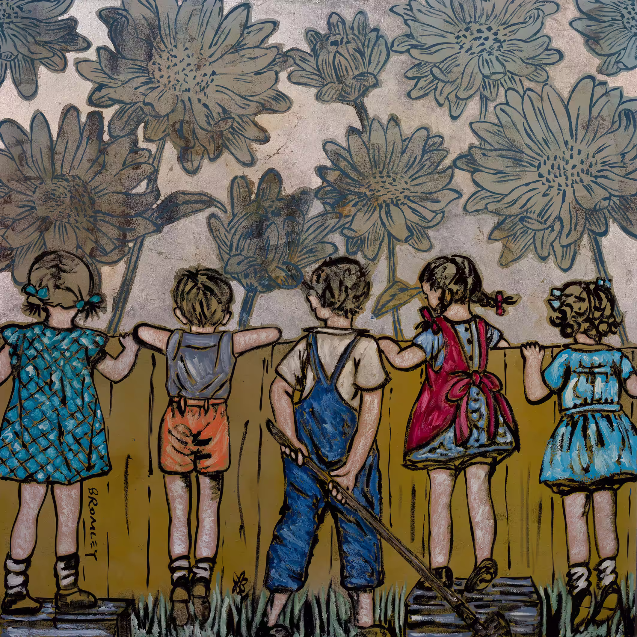 Kids fence flowers by David Bromley