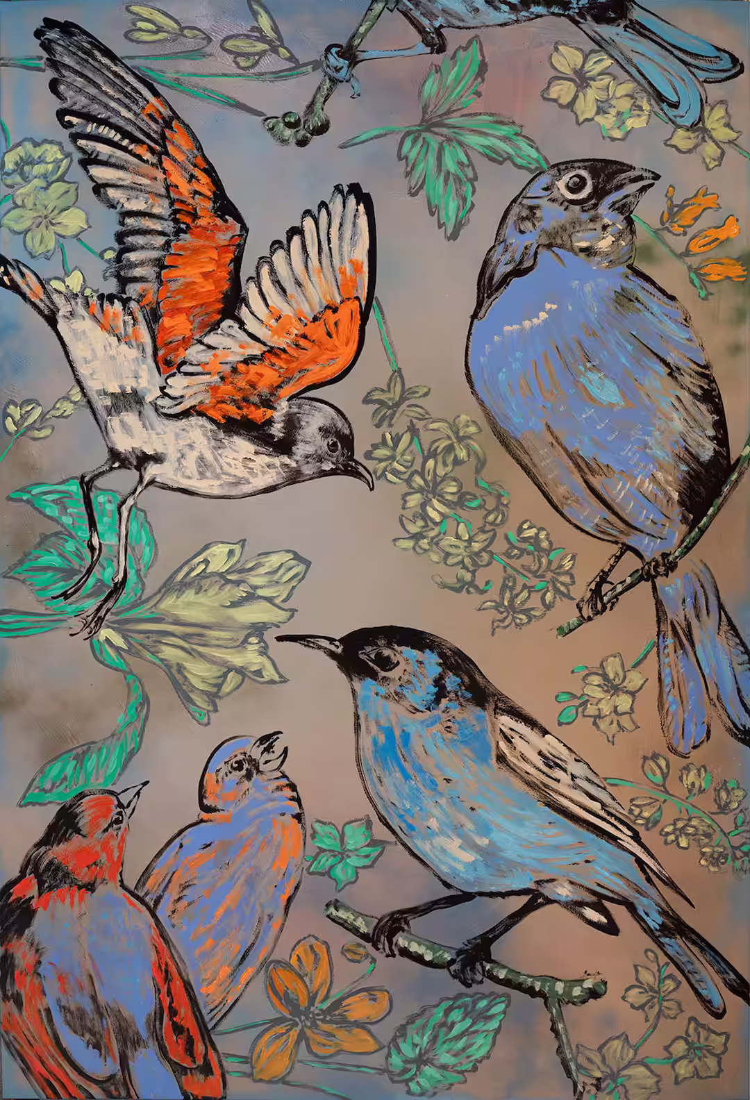 Painted birds by David Bromley
