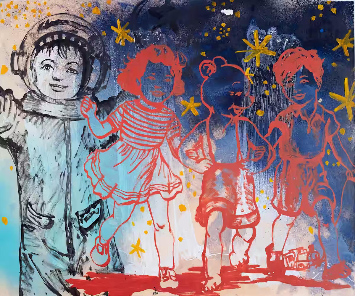 Astro and friends painting by David Bromley