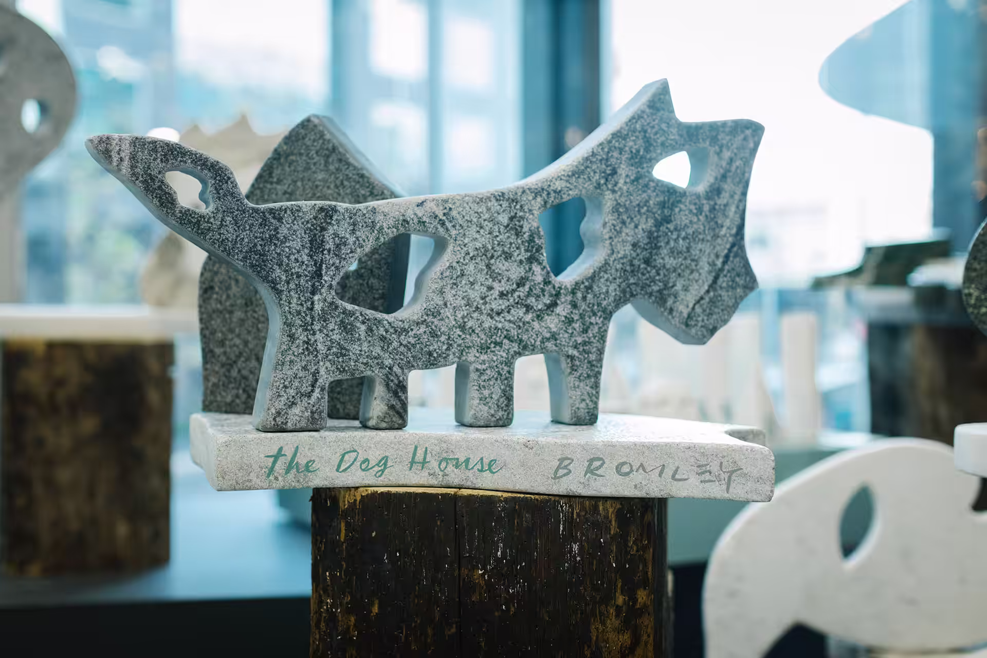 Abstract dog sculpture by David Bromley