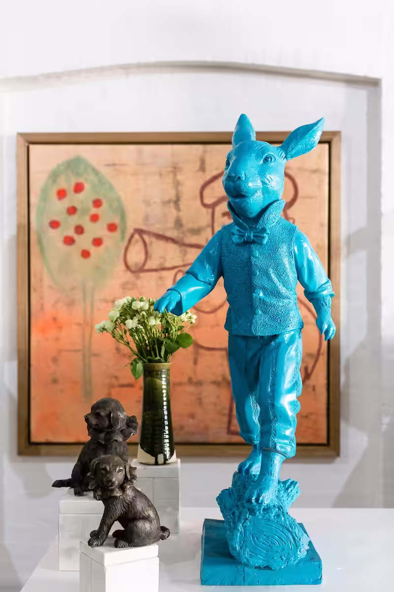 Blue Bunny sculpture by David Bromley