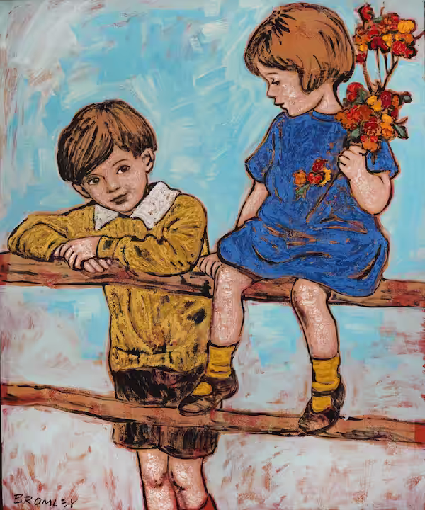 Kids on a fence by David Bromley