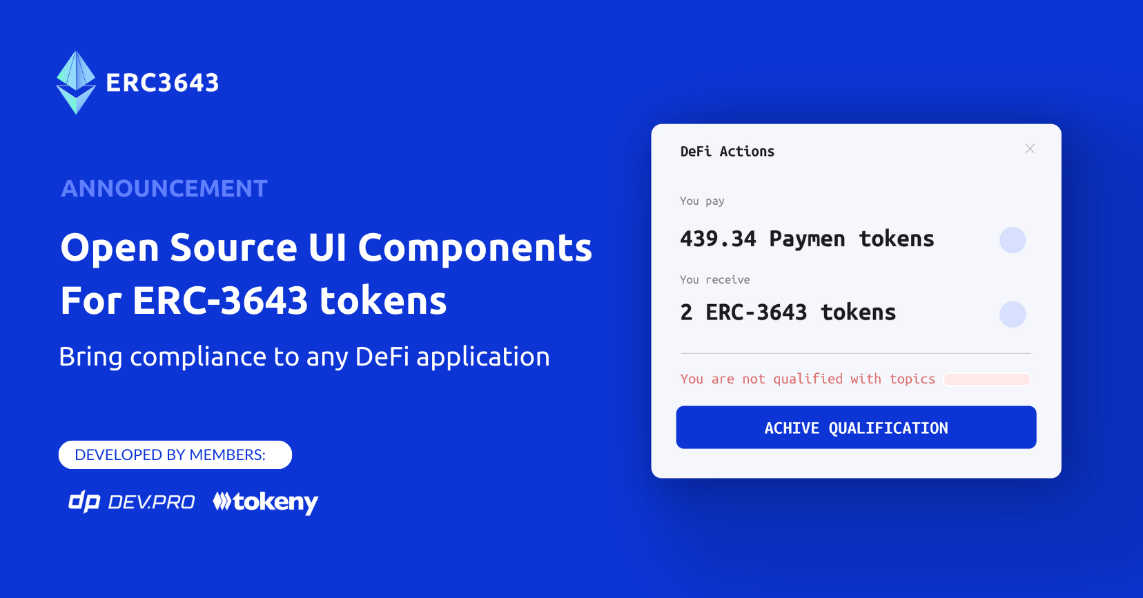 ERC3643 Association Members Developed Open Source UI Components To Bridge  DeFi and Regulated RWA