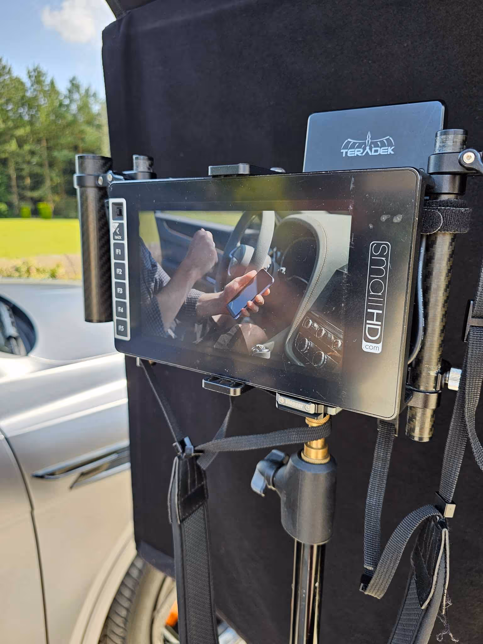 Camera equipment mounted outdoors.