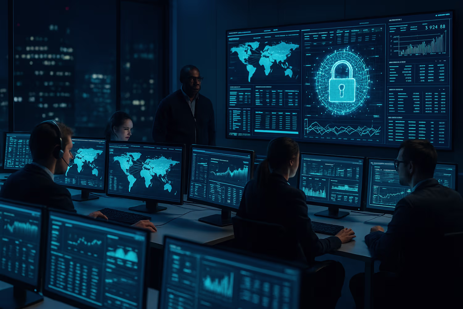 SIEM security monitoring control room