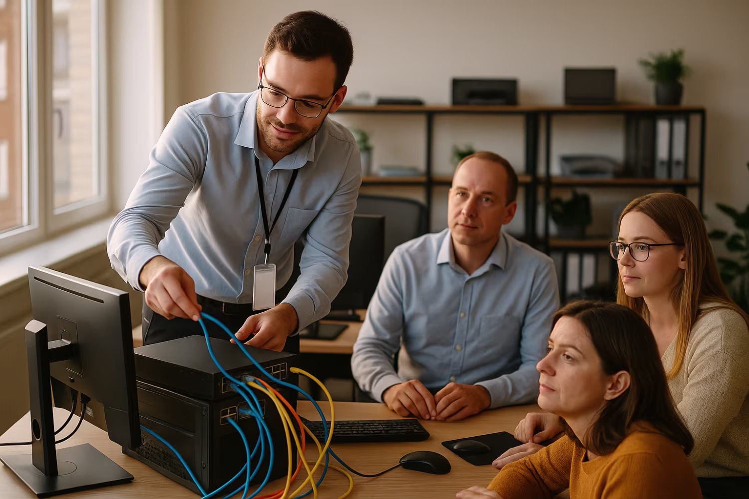 IT technician optimizing office network