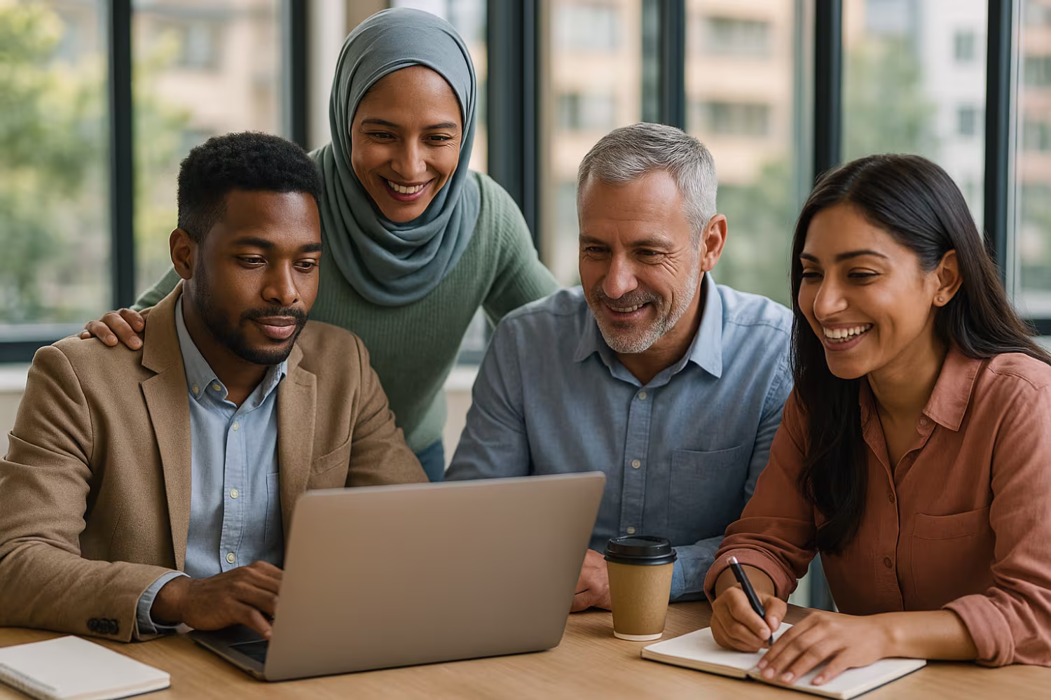 Diverse IT team collaborating professionally