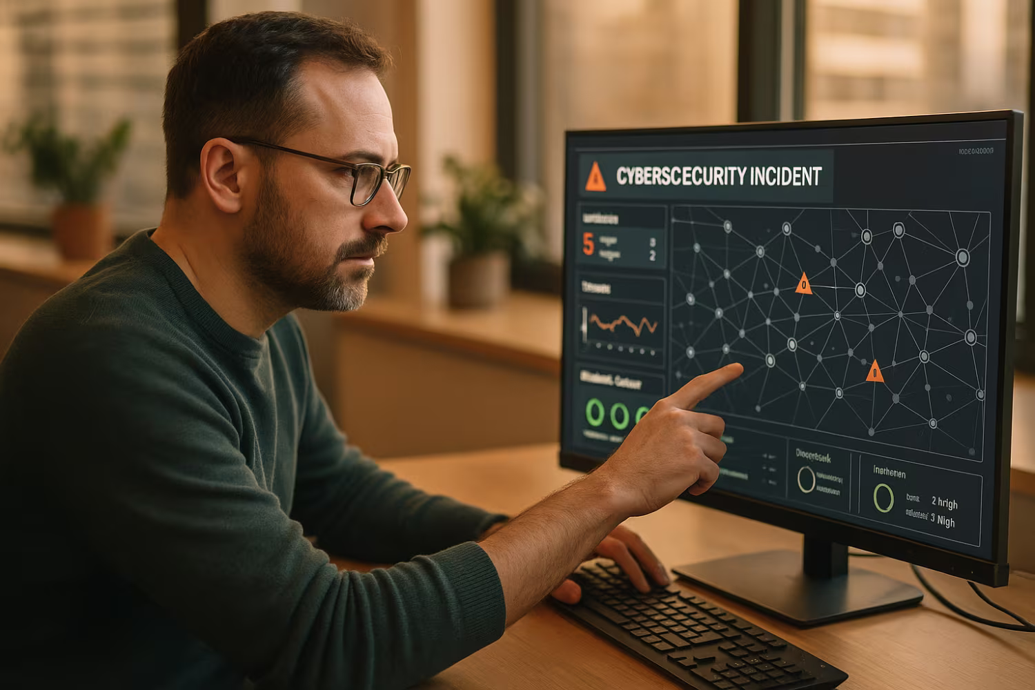 IT expert managing cybersecurity incident response