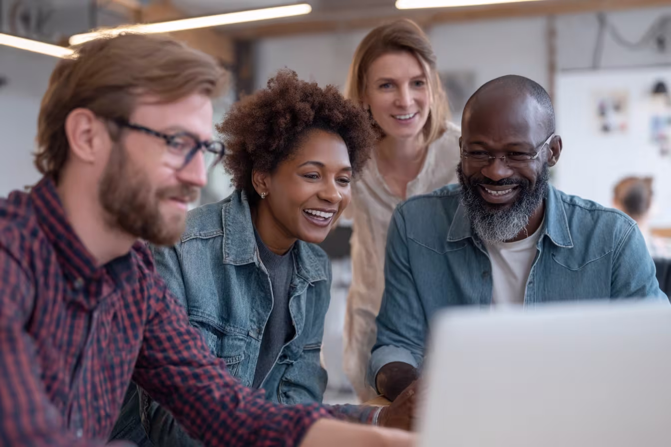Diverse team discussing IT governance framework
