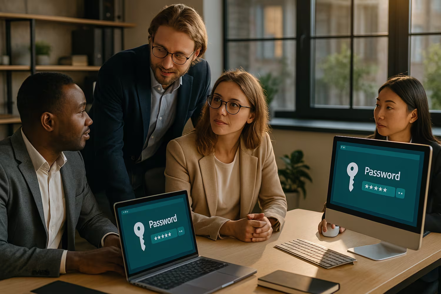 Diverse team discussing enterprise password management