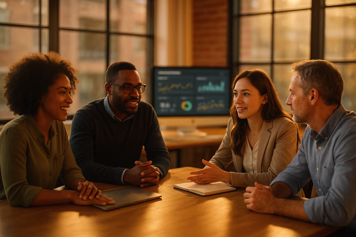 Diverse team discussing application performance monitoring