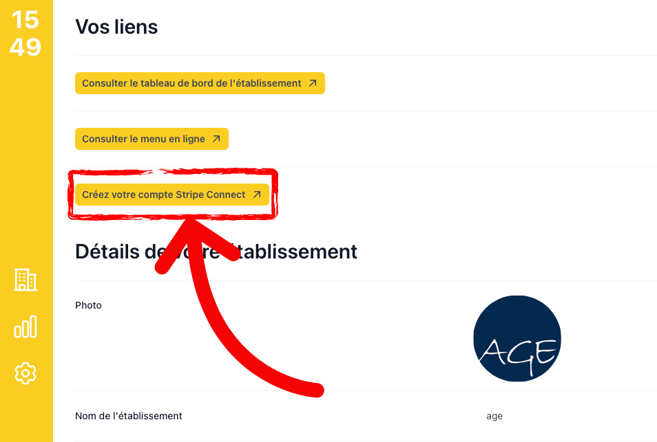 Ajoute ton établissement dans le tableau de bord manager