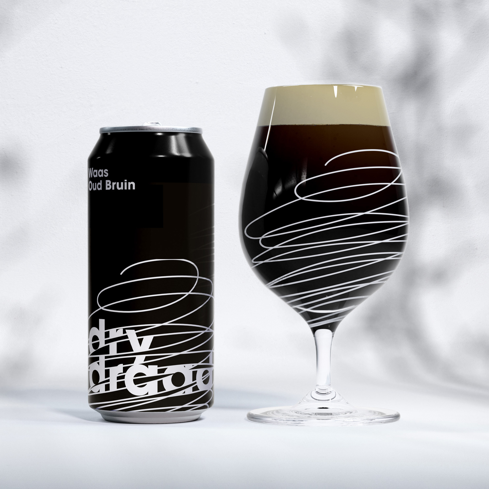 Bier Drydraad in blik met glas