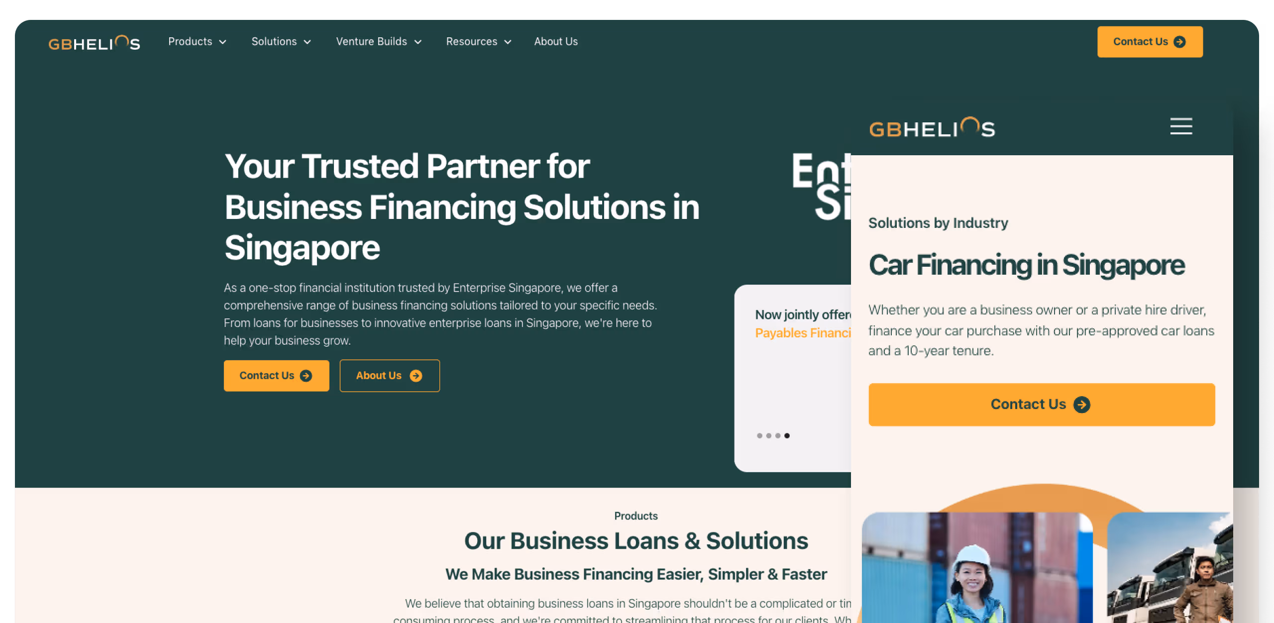 gb helios homepage desktop and mobile preview