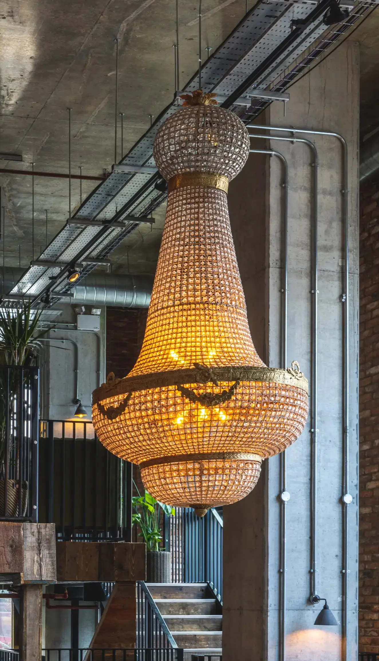 One of the chandeliers at Fern