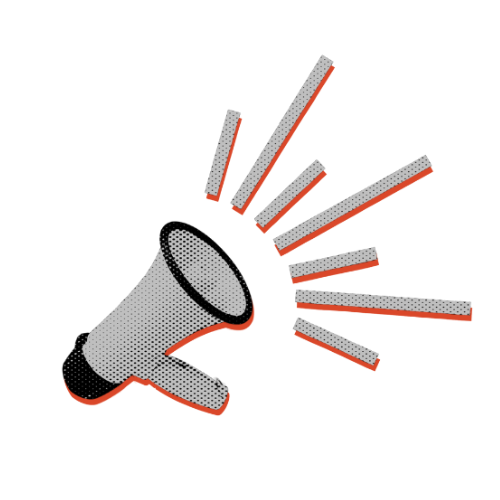 A bullhorn with a loud noise projection