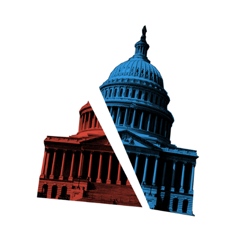 Political gridlock - broken capitol building