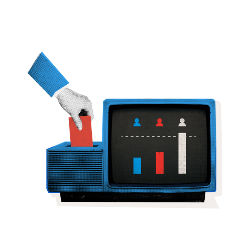 Noncompetive elections - voting box with graphs