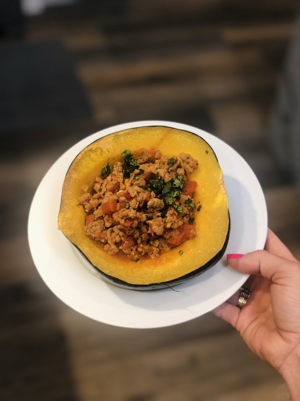 Turkey Chili Stuffed Acorn Squash