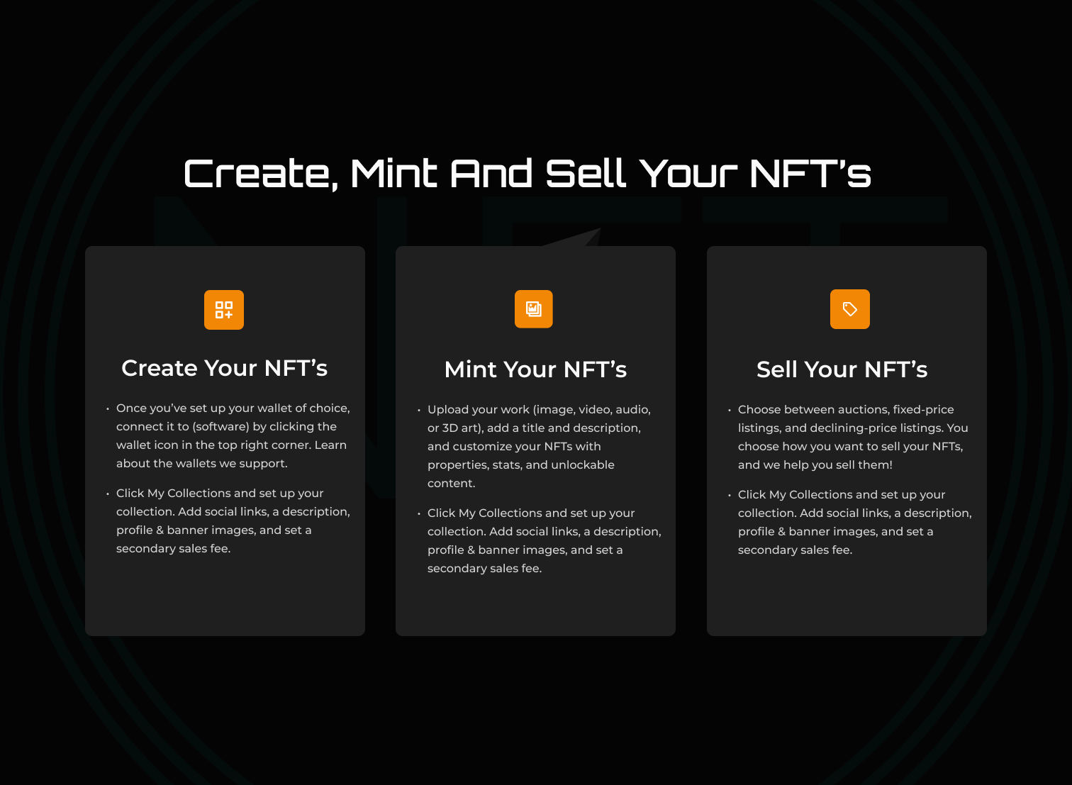 create, mint, and sell your NFTs
