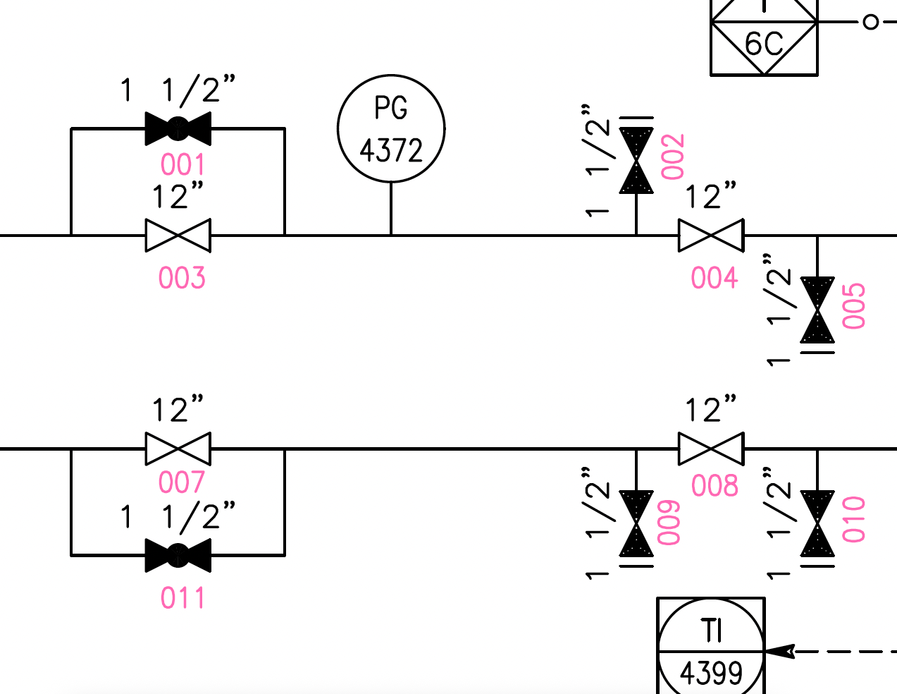 P&ID After - Manual valves with sequential identification labels