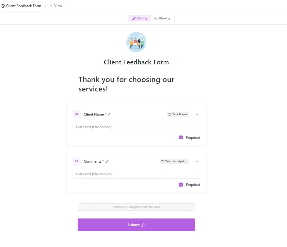 Client Feedback form use case