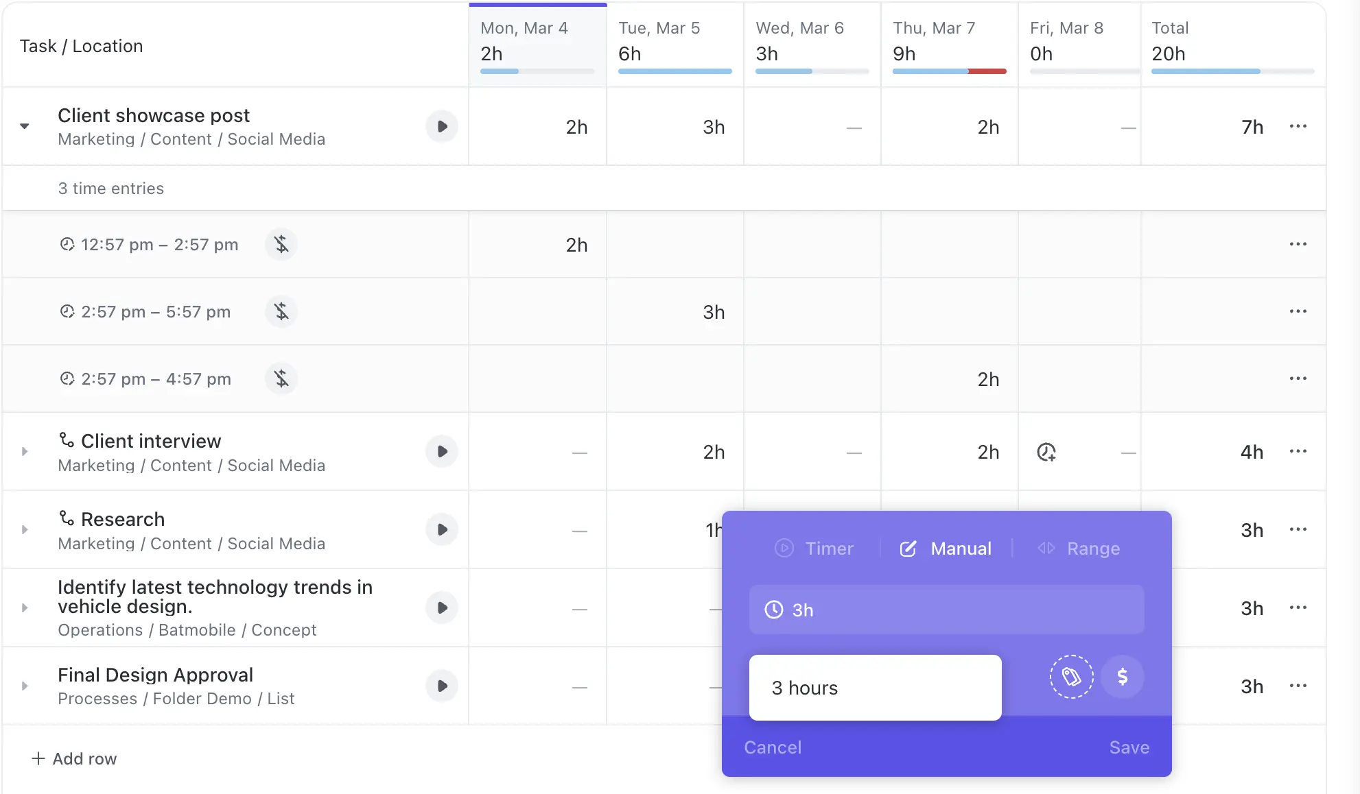 Tracking Time in ClickUp Timesheets