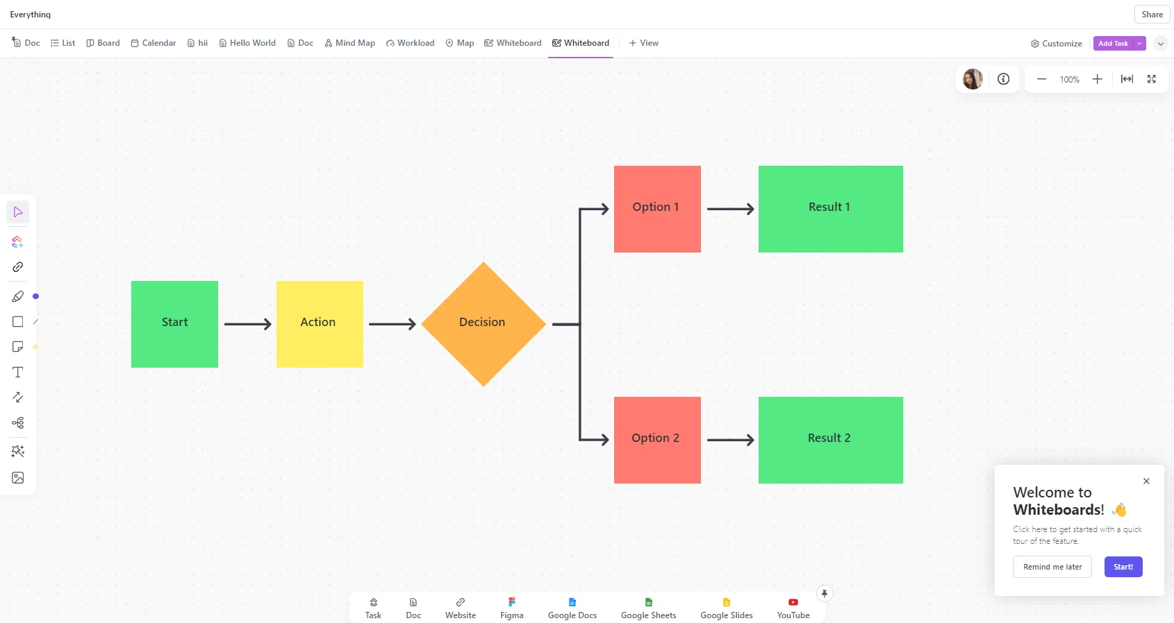 Whiteboard View in ClickUp