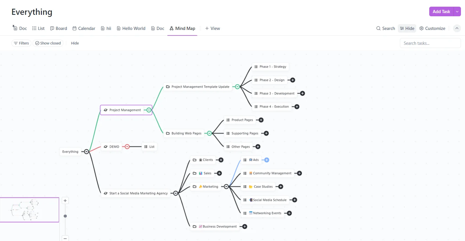 Mind Map View is great for visualizing ideas