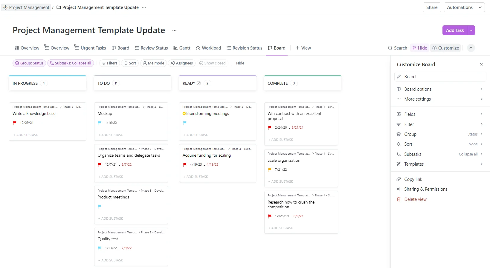 Board View is based on Kanban Methodology