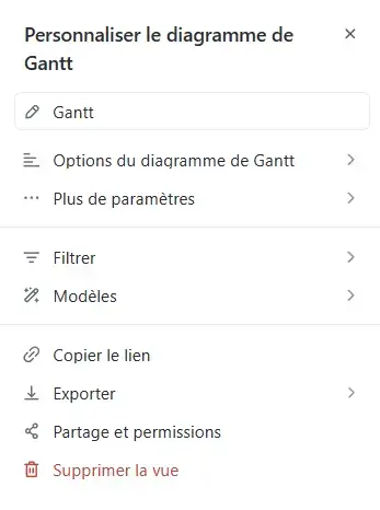 Personnaliser le diagramme de Gantt