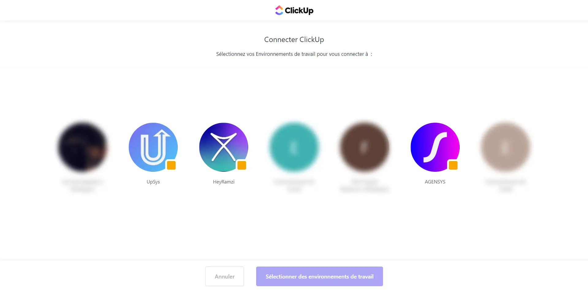 Connecter un environnement de travail à une application ou intégration