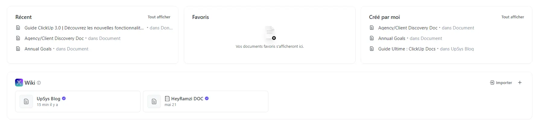 Hub de documents ClickUp