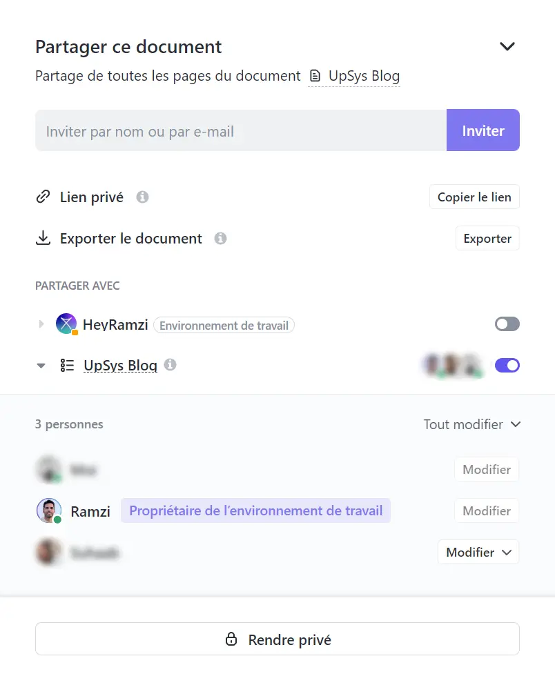 Les options de partage des documents ClickUp