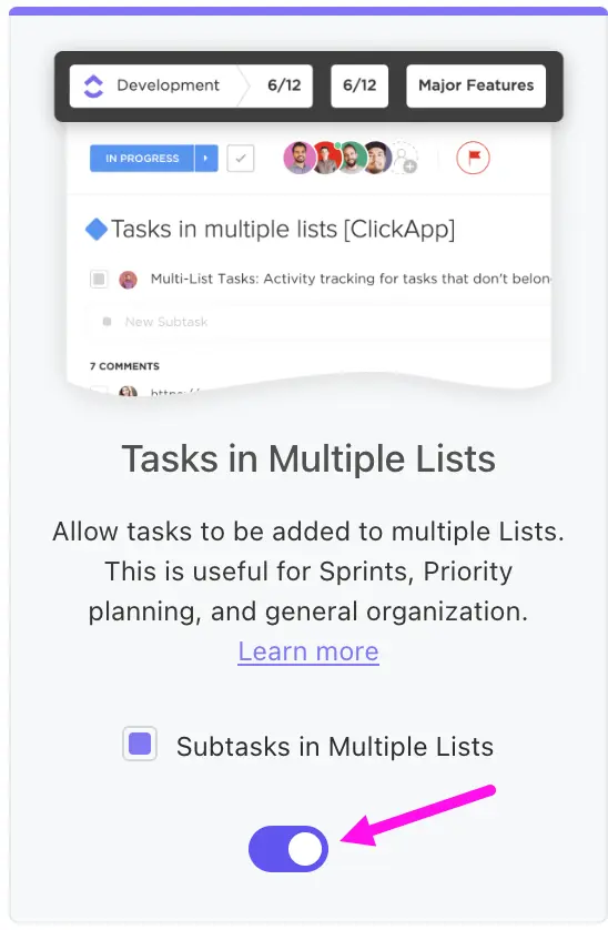 Tasks in Multiple Lists ClickApp