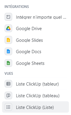 Intégrer des vues ClickUp dans un document