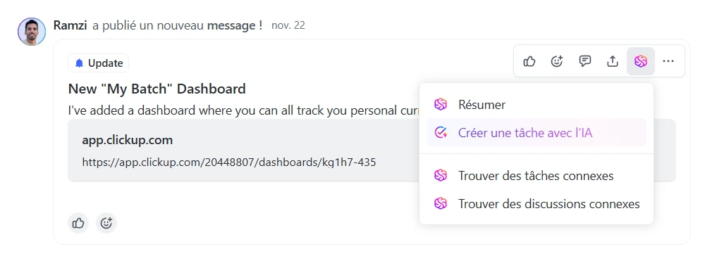 Créer une tâche avec l'IA de ClickUp (ClickUp Brain)