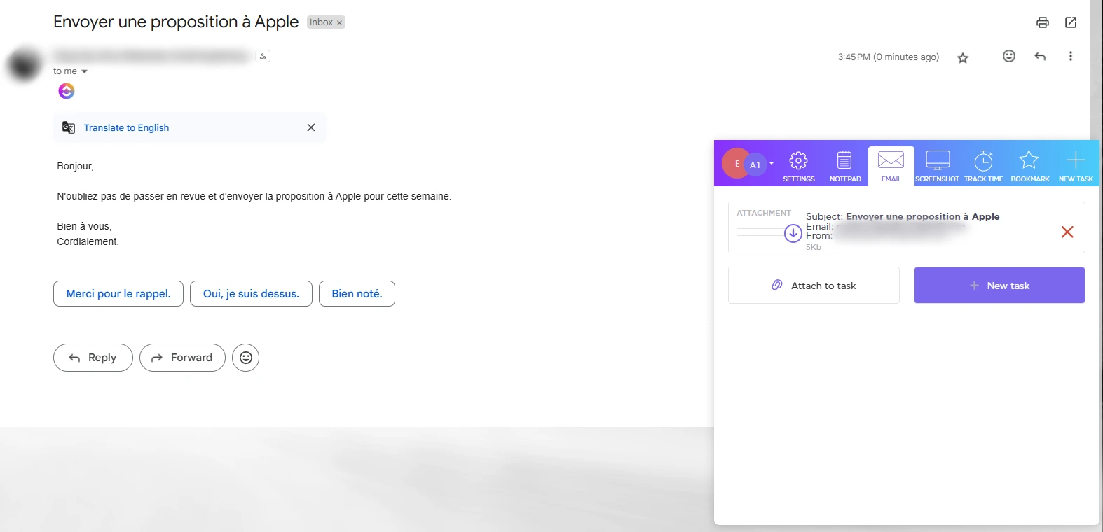 Transformer un e-mail en tâche ClickUp depuis votre boîte mail