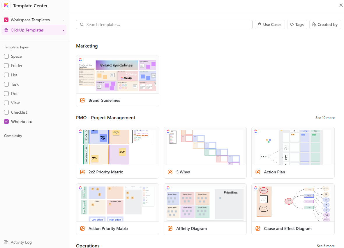 Choose from Whiteboard Templates