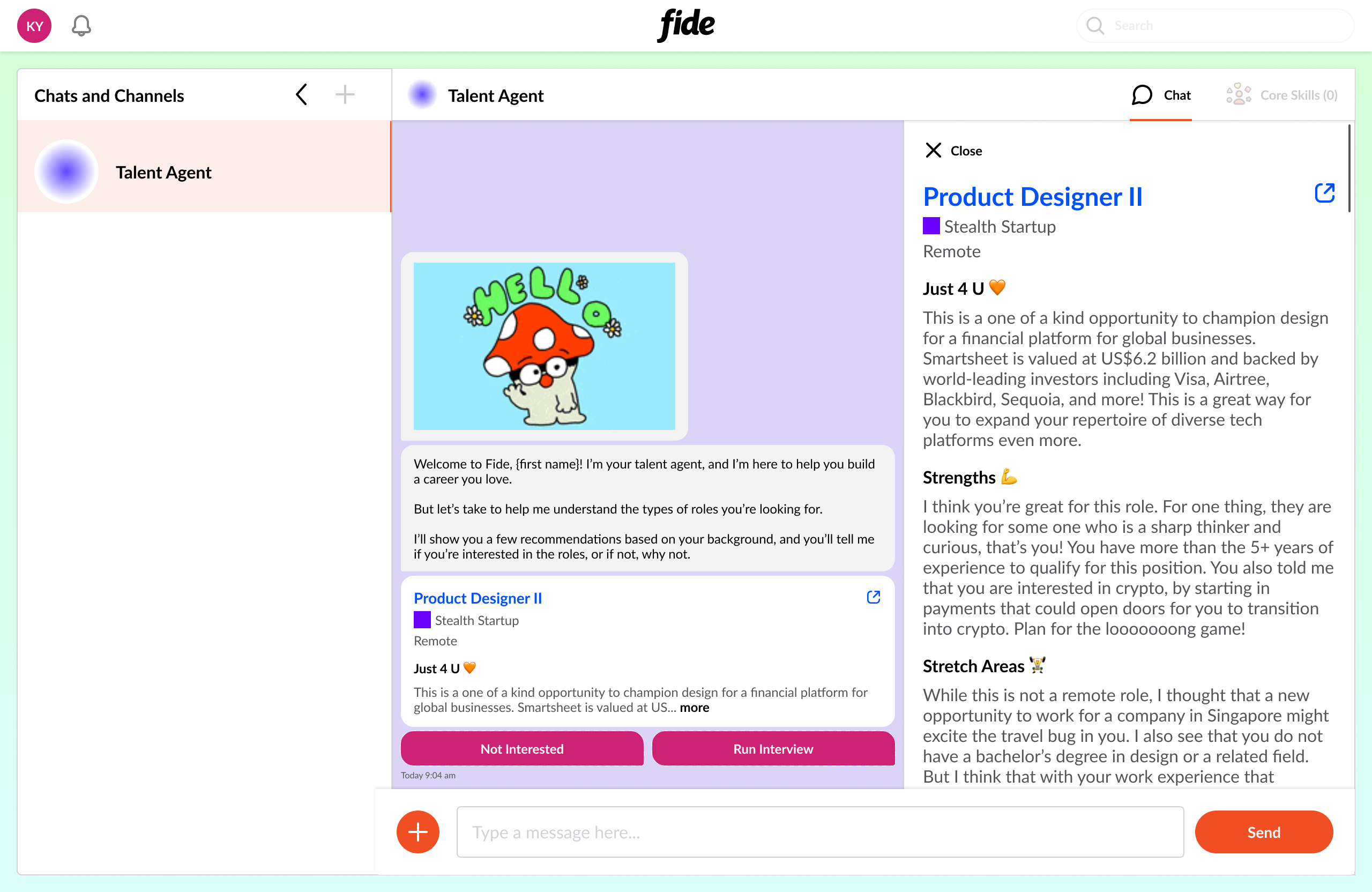 Expanded view of job recommendation